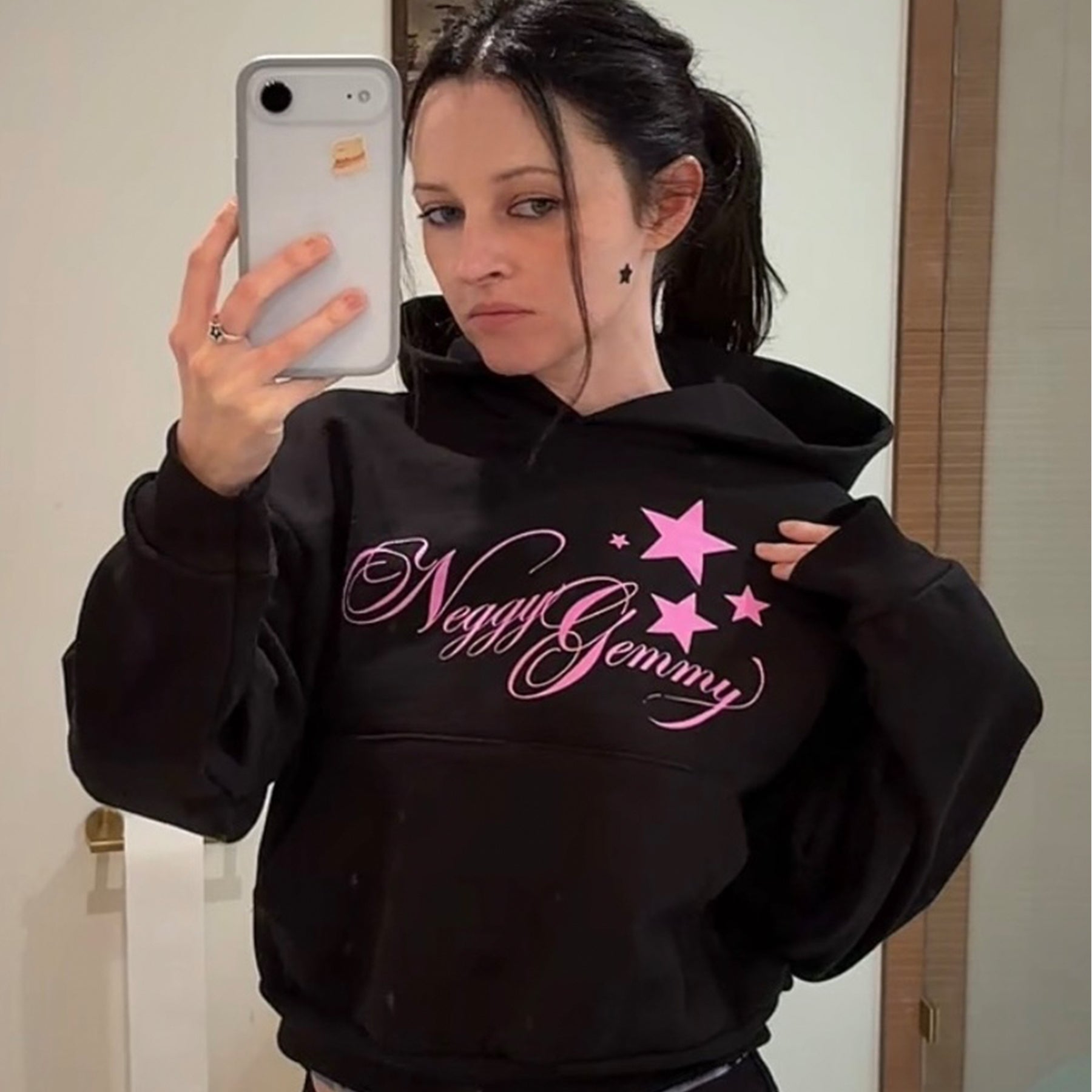Cropped Cursive Hoodie