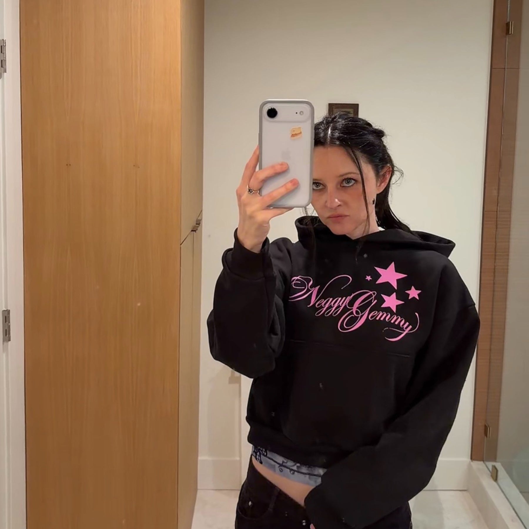 Cropped Cursive Hoodie