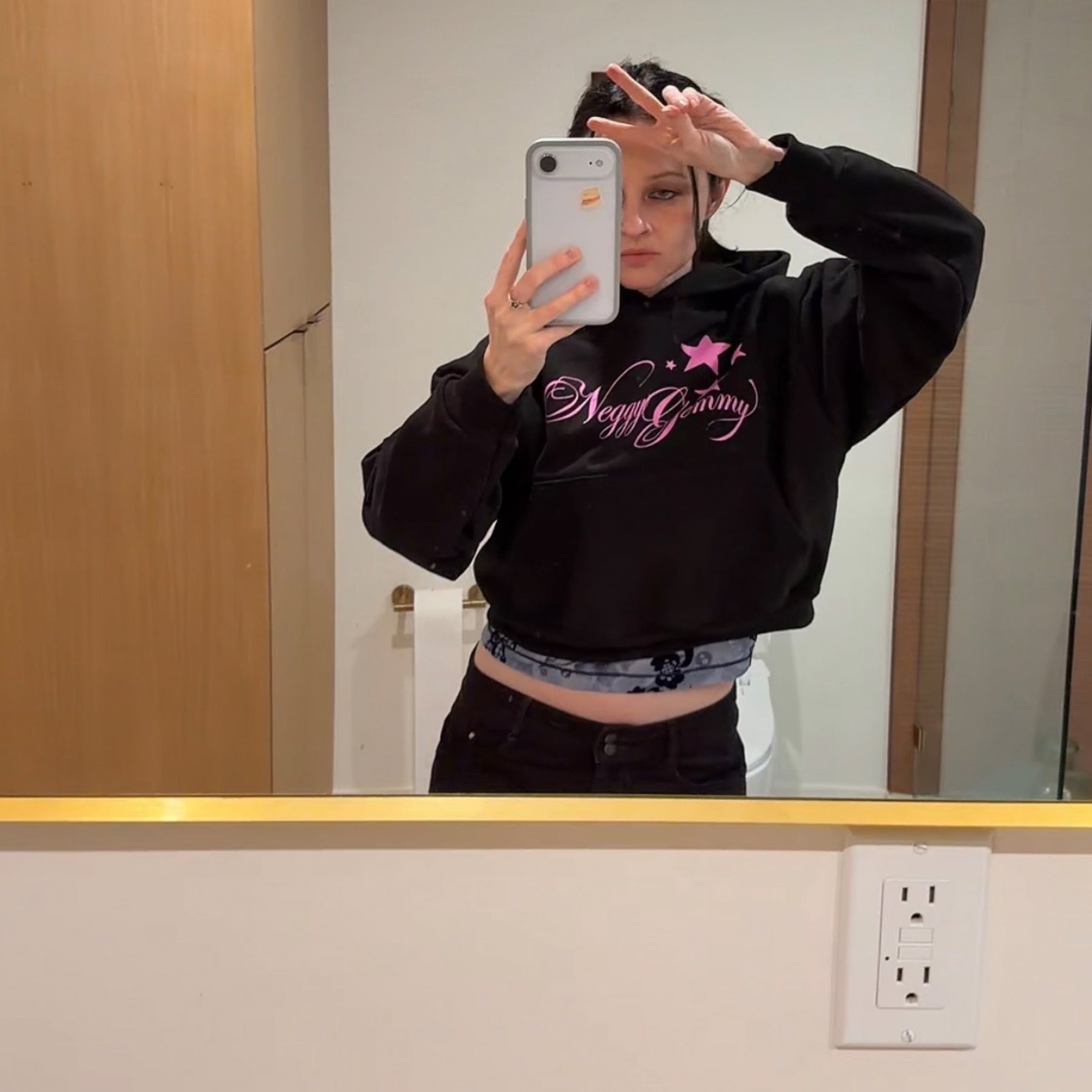 Cropped Cursive Hoodie